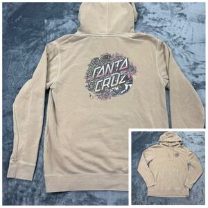 Santa Cruz Skateboards Mens Tan Dyed Floral Graphic Pullover Hoodie Medium